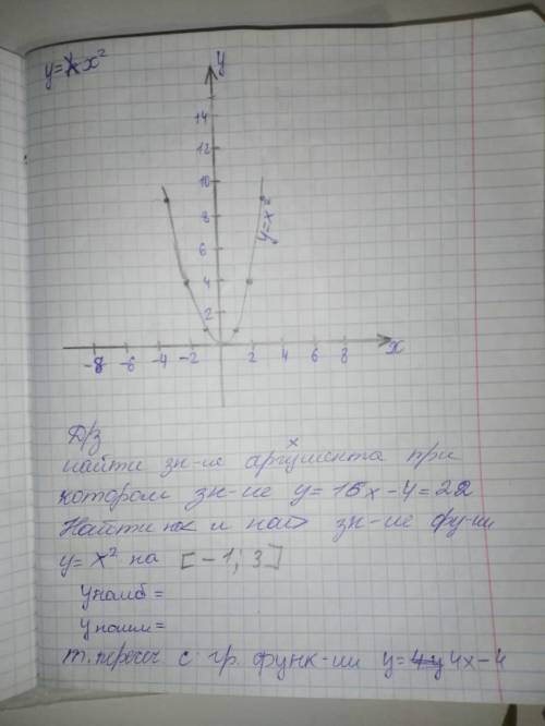 .Найти значение аргумента при котором значение y=16; x-4=22 Найти на < и на > значение функции