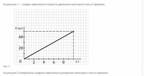 А рисунке 1 — график зависимости скорости движения некоторого тела от времени. Слайд14.PNG Рис. 1 На