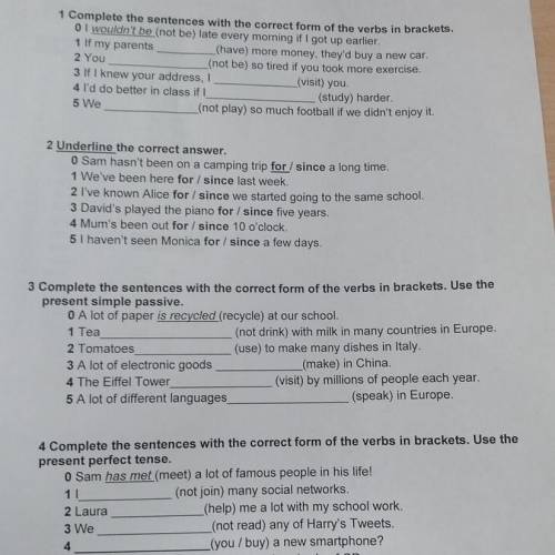 Complete the sentences with the correct form of the verbs in brackets