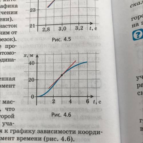 1.Чему равна мгновенная скорость автомобиля в момент t=3c 2.Рассмотрите рисунок 4.6 a)В каких точках