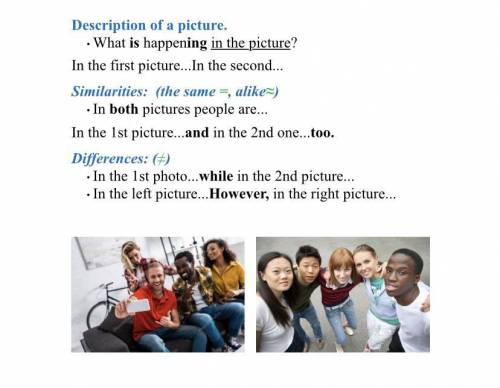 Use information from the attached file. Compare and contrast this set of pictures in writing.