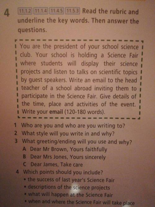 . Read the rubric and underline the key words. Then answer the questions