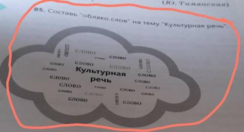 85. Составь облако слов на тему Культурная речь.