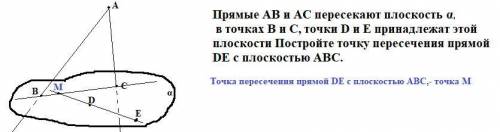 Прямые AB и AC пересекают плоскость а, в точках В и С, точки D и Е принадлежат этой плоскости Постро