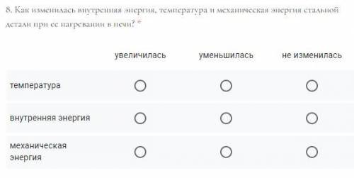 . Как изменилась внутренняя энергия, температура и механическая энергия стальной детали при ее нагре