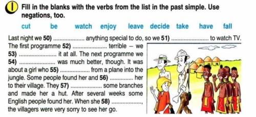 Fill the blanks with the verbs from the list in the past simple.Use negations, too