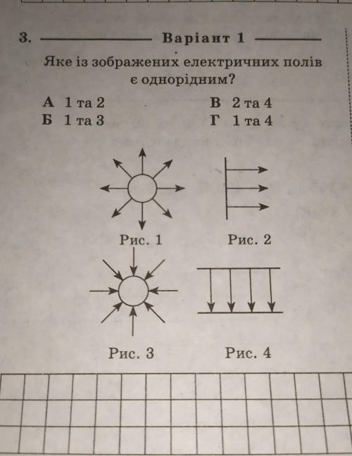 Яке із зображених електричних полів є однорідним?