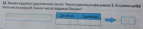 Эльхан задумал двузначное число. Число единиц в нём равно 3 . А сумма цифр этого числа равна 8. Како