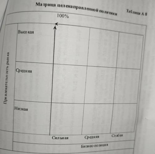 Подскажите , как заполнить по маркетингу матрицу целенаправленной политики? Есть какой-то хотя бы пр