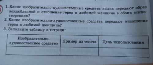 сделайте эти 3 задания. 1. Какие изобразительно-художественные средства языка передают образ возлюбл