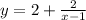 y = 2 + \frac{2}{x - 1}