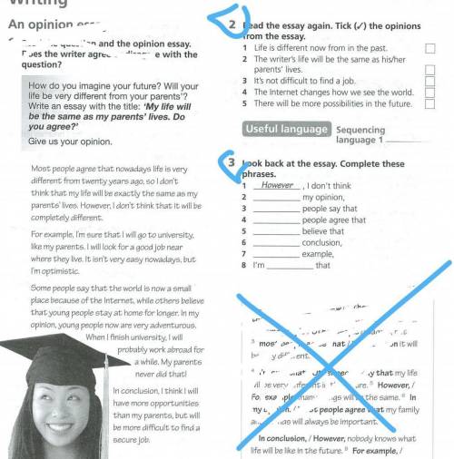 2 Read the essay again. Tick ( sqrt ) the opinions from the essay. Sequencing language 1 4 The Inter