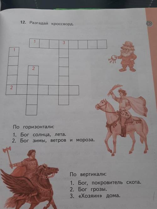 12. Разгадай кроссворд. 1 3 таешь 1 ам за во. 2 ается 2 Бгра- исун- ения По горизонтали: 1. Бог солн