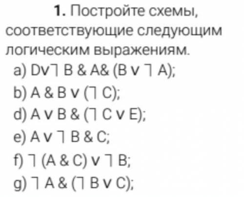 Постройте схемы соответствует следующим логическим выражением.