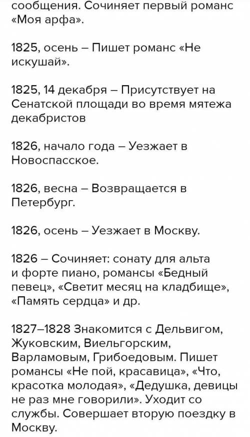 Расскажите об основных событиях из жизни глинки