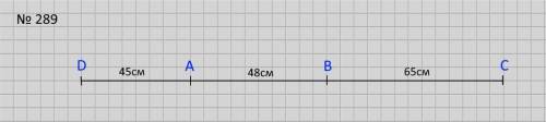 289. Точка В лежит между точками А и С, а точка А — между точками D и B. Найдите длину отрезка CD, е