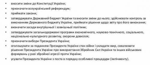 Основні повноваження верховної ради України