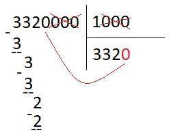 Сколько будет 3320000÷1000 столбиком?