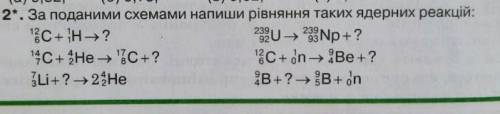 За поданими схемами напишіть рівняння ядерних реакцій