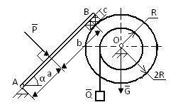 Определить минимальное значение силы P и реакции опор механической системы, находящейся в покое. Нео