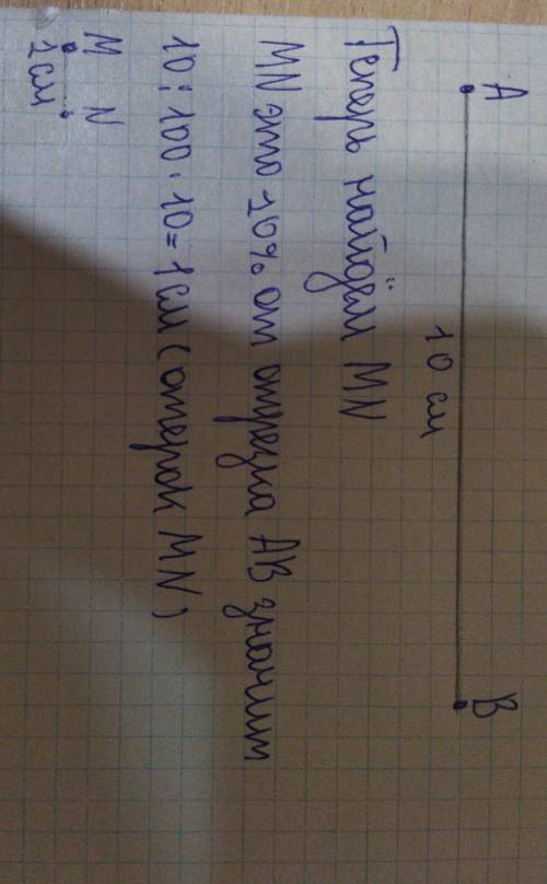 Начертите отрезок AB длина которого равна 10 см Постройте отрезок MN длина которого составляет 10% д