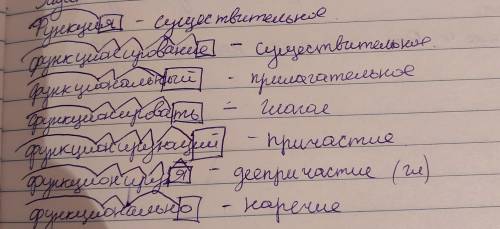 Задание 2. Прочитайте в словаре (в конце пособия) значение слова «функция». Укажите частеречную прин