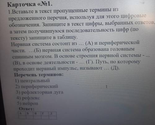 1.Вставьте в текст пропущенные термины из предложенного перечня, используя для этого цифровые обозна