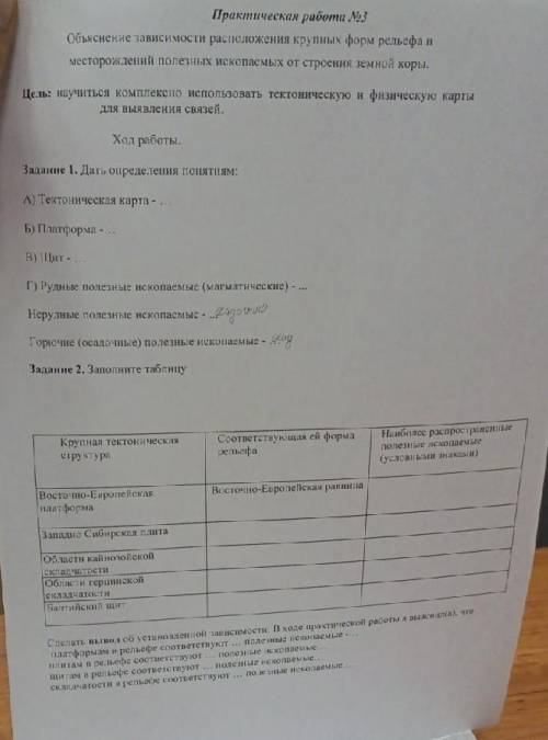 Сделать ТОЛЬКО ВЫВОД! В ходе практической работы я выяснила, что платформам в рельефе соответствуют.