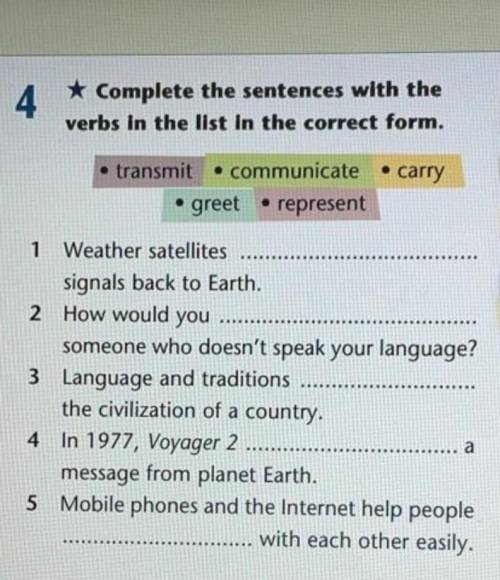 Task 4 complete the sentences with the verbs in the list in the correct form.