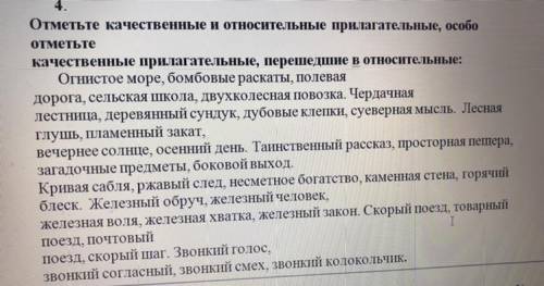 Отметьте качественные и относительные прилагательные, особо отметьте качественные прилагательные, пе