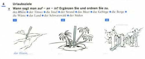 Übung 4. Urlaubsziele a) Wann sagt man auf - an - in? Ergänzen Sie und ordnen Sie zu b) Was ist rich