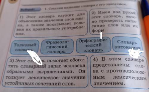 Выбирай! 1. Соедини название словаря с его описанием. 2) Имея под рукой 1) Этот словарь служит для э