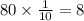 80 \times \frac{1}{10} = 8