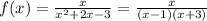 f(x) = \frac{x}{x^{2} + 2x - 3} = \frac{x}{(x - 1)(x + 3)}