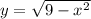 y = \sqrt{9 - x {}^{2} }