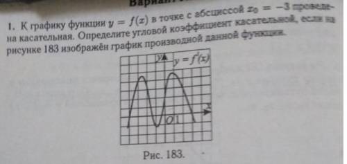 К графику функции у=f(х) в точке с абсциссой х0=-3 проведена касательная. Определить угловой коэффиц