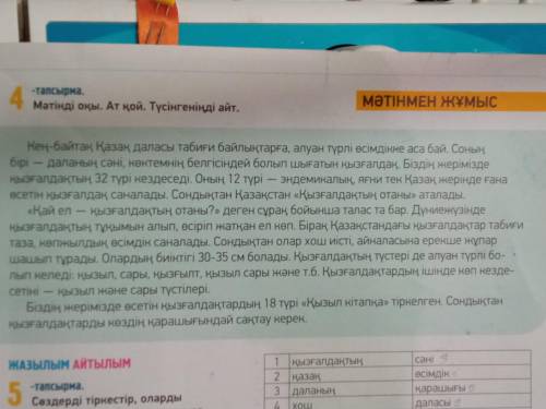 Қазақ тілі - 55б 4-тапсырма Мәтінді оқы. Ат қой. Түсінгеніңді айт. А дальше по фото.