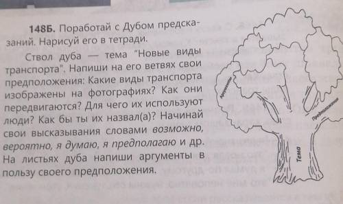 148Б. Поработай с дубом предска заний. Нарисуй его в тетради, Ствол дуба - тема Новые виды транспор