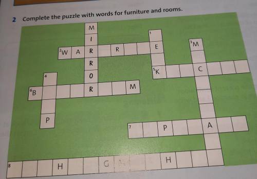 2 Complete the puzzle with words for furniture and rooms. M 1 1 2w 3 AIR R E M R 4 0 SK С В B. R M +