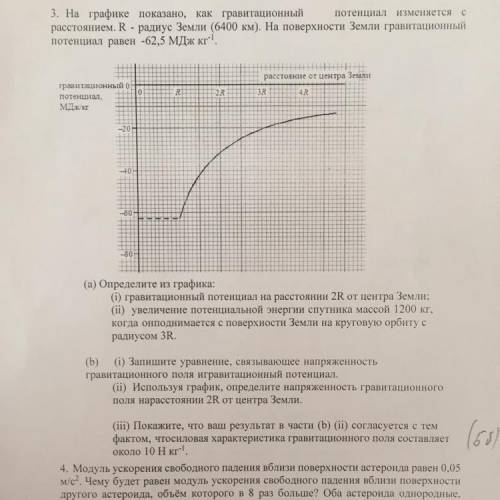 С 3. На графике показано, как гравитационный потенциал изменяется расстоянием. R - радиус Земли (640