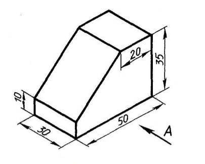 Черчение. Нужно построить три вида проекции. За главный вид взять направление по стрелке А. Заранее