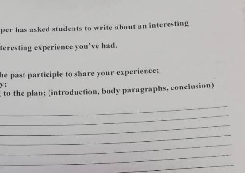 WRITING 2. Your school newspaper has asked students to write about an interesting experience they ha