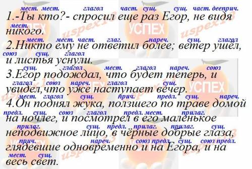 Указать все части речи в предложениях. 1.-Ты кто?-спросил еще раз Егор, не видя никого.2.Никто ему н