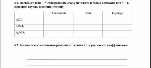 2. Запишите все возможные реакции из задания 4.1 и расставьте коэффициенты