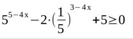 Решите неравенства: 5^5−4x−2⋅( 1/5 )^3−4 x +5≥0