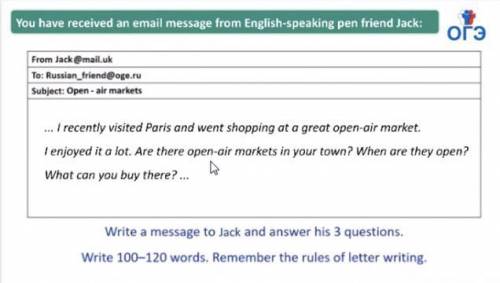 You have received an email message from English-speaking pen friend Jack