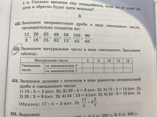 Запишите натуральное число в виде смешанного.Заполните таблицу.