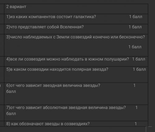 1)из каких компанентов состоит галактика? 2)что представляет собой Вселенная? 3)число наблюдаемых с