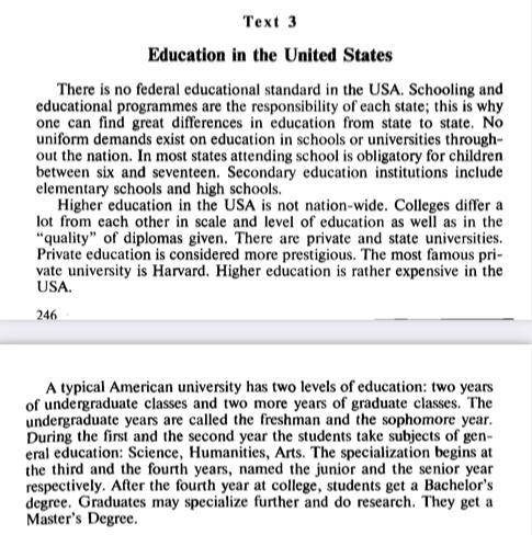 Agree or disagree: 1. The system of education in the USA works according to the national standard. 2