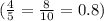 ( \frac{4}{5} = \frac{8}{10} = 0.8)